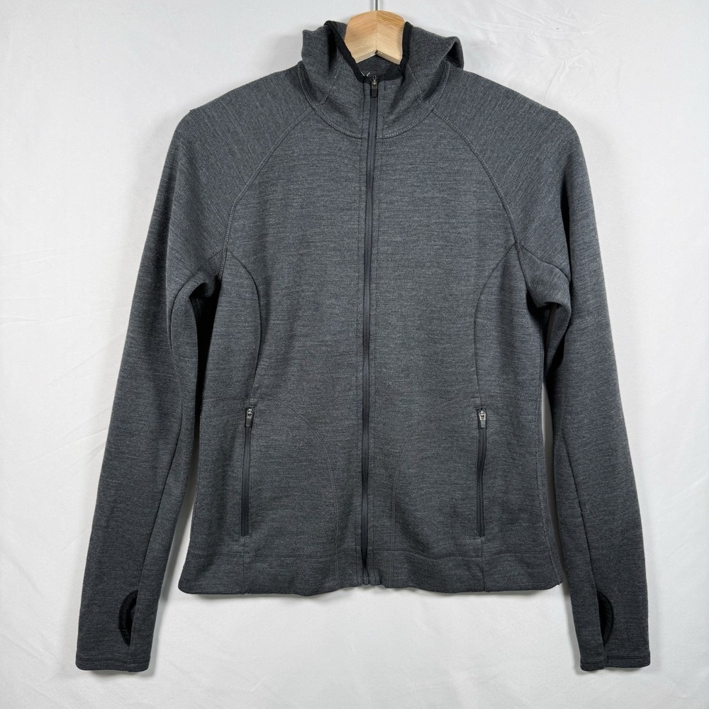 Ibex Merino Wool Womens Shak Jacket M Grey Hood Full Zip